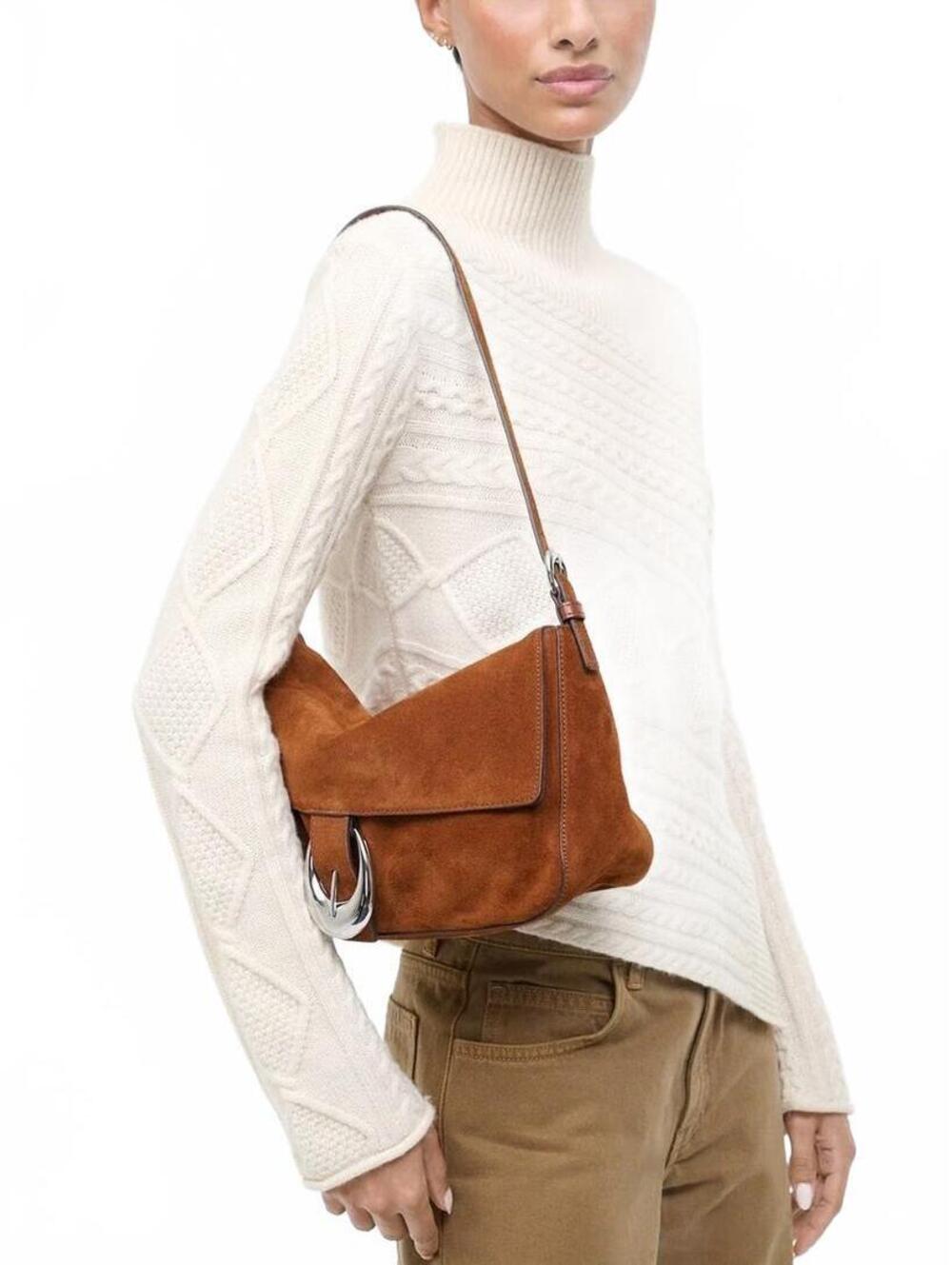 STAUD Harlow Medium Bag Tabac Suede - Picture 1 of 9